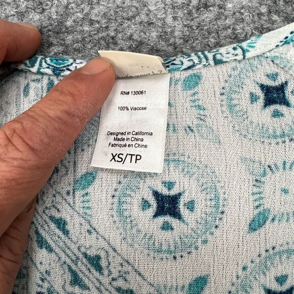 L Space Aubrey Romper Womens XS Extra Small Blue Patchwork Boho Tassel Tie Short - Picture 7 of 12